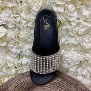 Black Sandal with Pearl Detailing